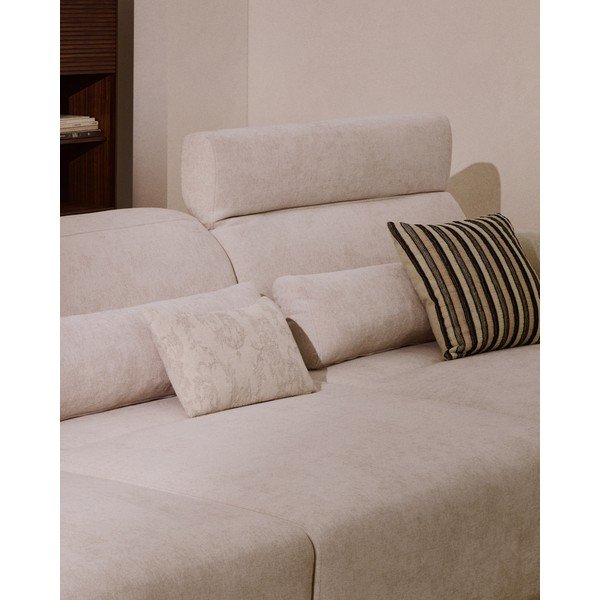 Bež podesiva sofa od šenila s ležaljkom 410 cm Lares – Kave Home-image-4