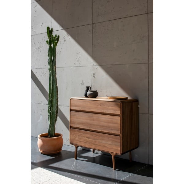 Smeđa komoda od punog oraha 90x90x45 cm Fawn – Gazzda-image-4
