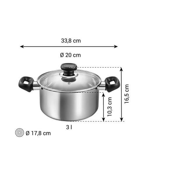 Lonac od nehrđajućeg čelika s poklopcem prikladni za indukcijsko kuhalo 3 l Brava – Tescoma-image-3