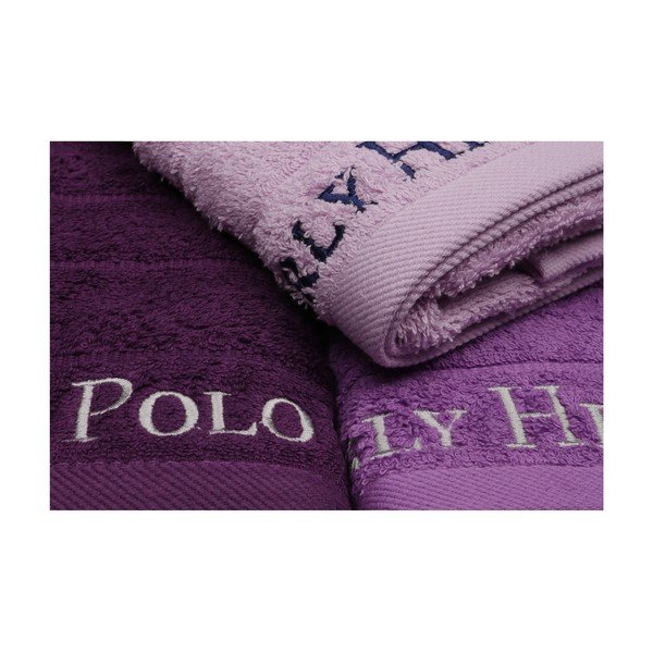 Set od 3 ljubičasta pamučna ručnika, 90 x 50 cm-image-4