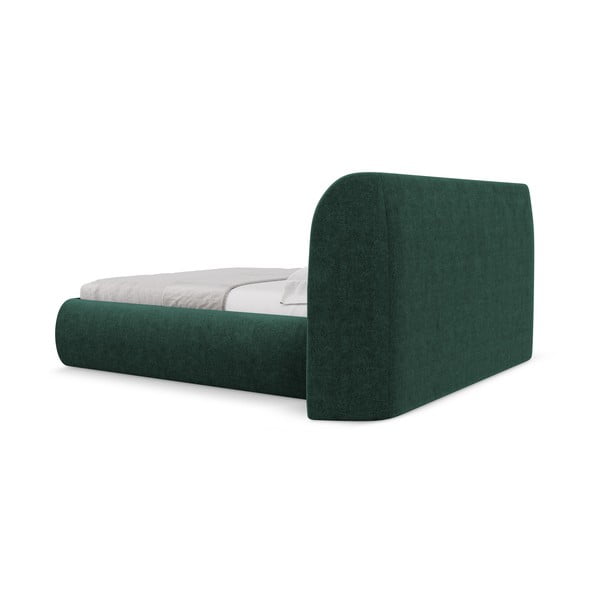 Tamno zeleni tapecirani bračni krevet s prostorom za odlaganje s podnicom 180x200 cm Hauke – Makamii-image-4
