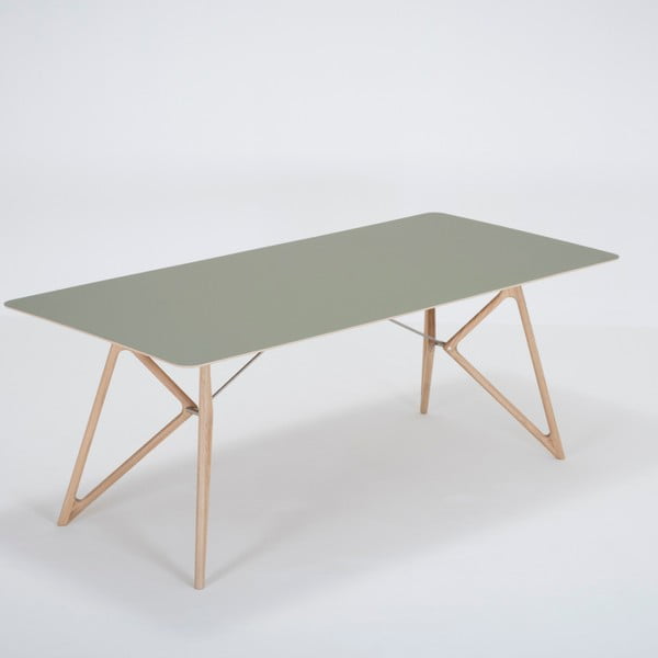 Blagovaonski stol od punog hrasta sa zelenom pločom Gazzda Tink, 200 x 90 cm