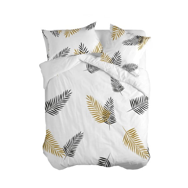 Bijela pamučna navlaka za poplun za bračni krevet 200x200 cm Foliage – Blanc