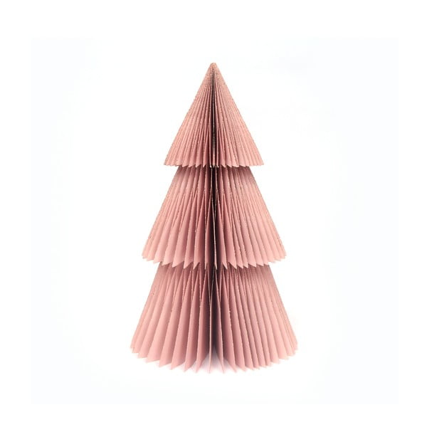 Blještava ružičasta papirnata božićna dekoracija u obliku božićnog drveta Only Natural, visina 22,5 cm