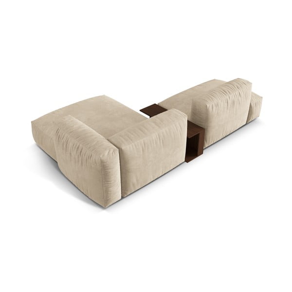 Bež baršunasti kutna garnitura (s desnim kutom/s ležaljkom) Martina – Micadoni -image-3