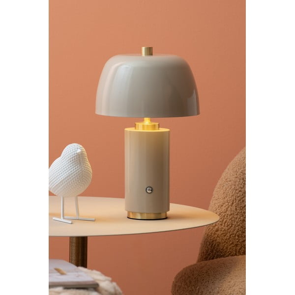 Krem LED stolna lampa s mogućnosti zatamnjivanja s metalnim sjenilom (visina 30 cm) Freya – Leitmotiv-image-1