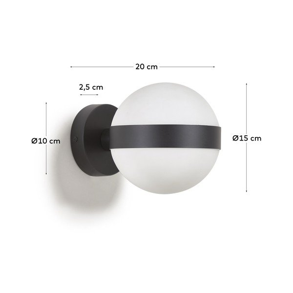 Crna zidna lampa ø 15 cm Anasol - Kave Home-image-3