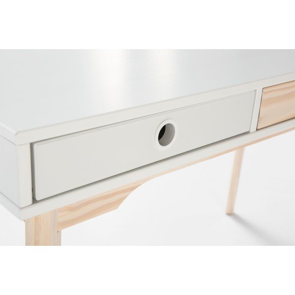 Bijeli radni stol s nogama od borovog drveta Marckeric Kiara-image-1