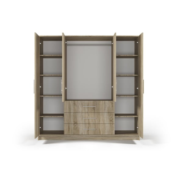 Ormar u dekoru hrasta sa ogledalom 196x200 cm Derry - Cosmopolitan Design-image-3