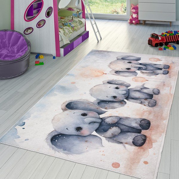 Svijetlo sivi dječji tepih 100x160 cm Baby Elephants – Vitaus-image-1