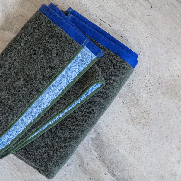 Tamno zeleni/plavi ručnik od organskog pamuka od frotira 70x133 cm Soft – Mette Ditmer Denmark-image-3