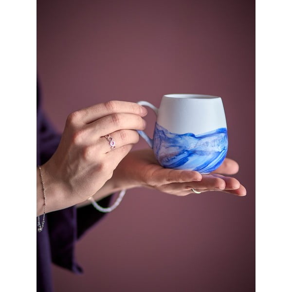 Bijele/plave šalice u setu 4 kom od kamenine 250 ml Lyre – Bloomingville-image-1