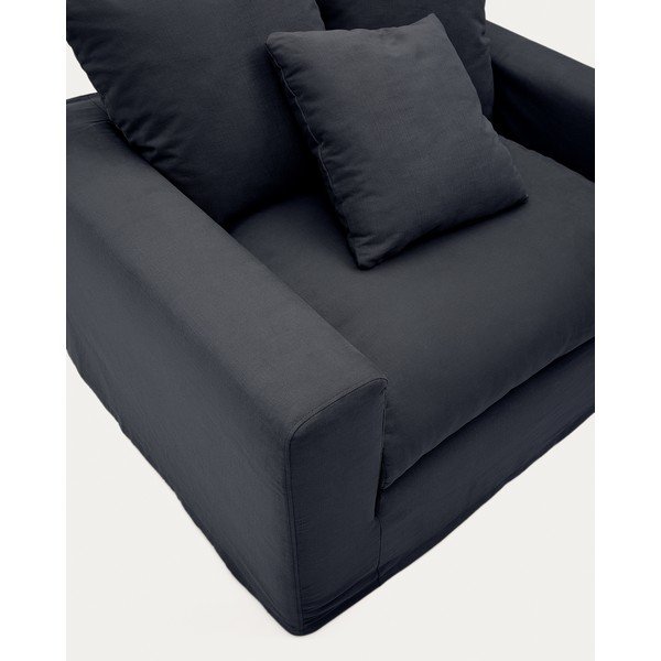 Antracitno siva lanena fotelja Nora – Kave Home-image-4