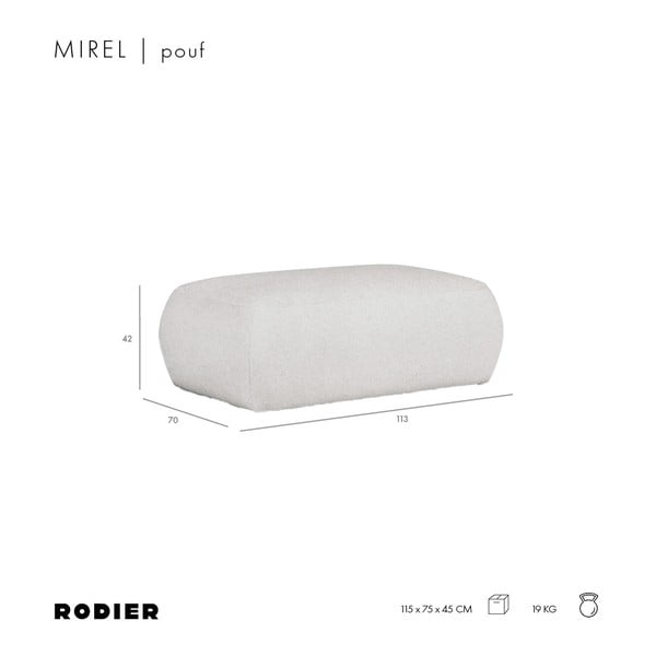 Krem tabure od bouclé tkanine Mirel – Rodier-image-3