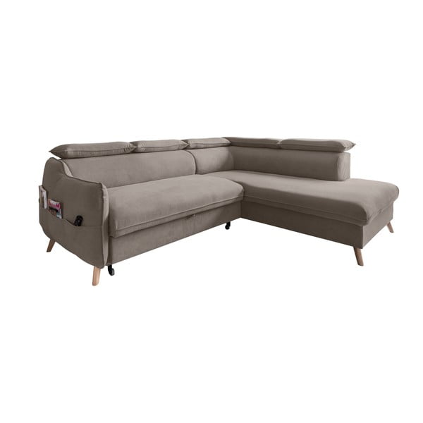 Svjetlo smeđa baršunasta sklopiva kutna garnitura (s desnim kutom) Sweet Harmony – Miuform