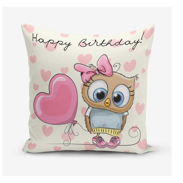 Pamučna navlaka za jastuk Minimalističke jastučnice Sretan rođendan, 45 x 45 cm