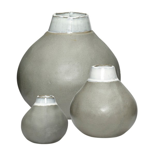 Set od 3 sive Hübsch Pamila keramičke vaze