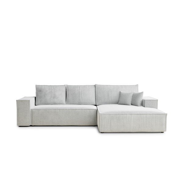 Svijetlo siva sklopiva/s prostorom za odlaganje kutna garnitura od šenila (s desnim kutom/s ležaljkom) Maze – Maison de Rêve