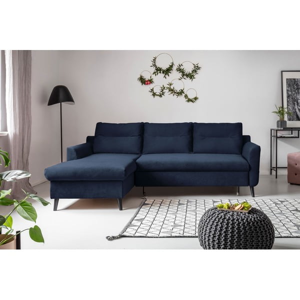 Tamnoplava baršunasta kutna garnitura Miuform Stylish Tent, lijevi kut-image-1