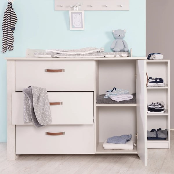 Bijela niska dječja komoda s promjenjivim stolom 126x99 cm Mila – Roba-image-1