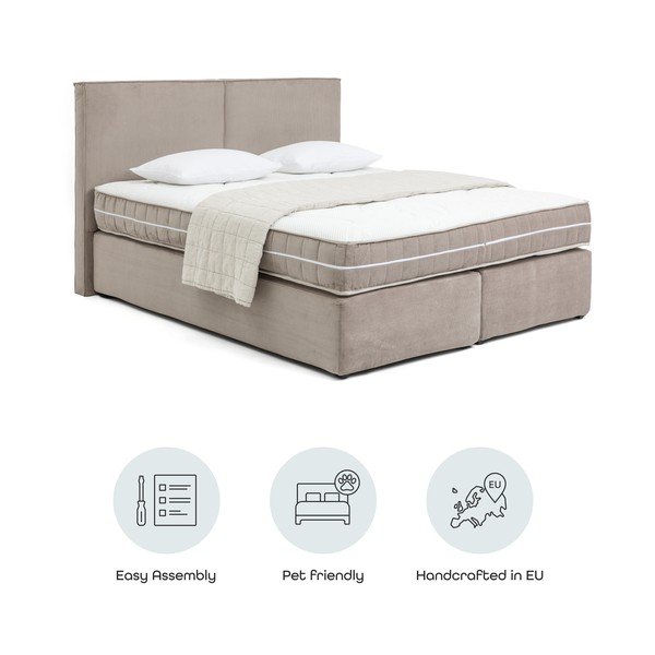 Smeđe-sivi boxpring krevet160x200 cm Olia Bold – Bonami Selection-image-4
