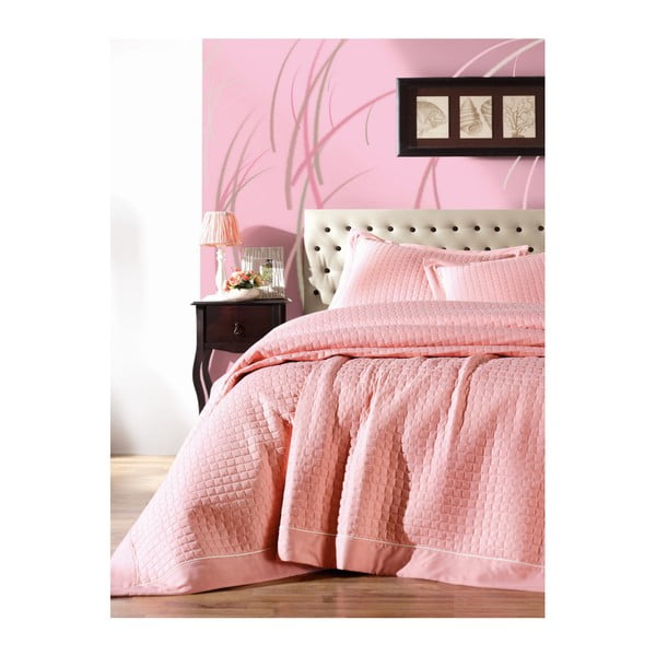 Ružičasta posteljina za bračni krevet Paradiso Puro Rosa, 180 x 230 cm