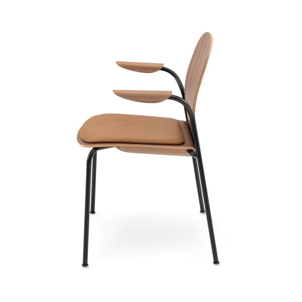 Smeđe/konjak smeđe blagovaonske stolice u setu s naslonima za ruke/sklopive 2 kom u dekoru oraha Book – Gazzda-image-3