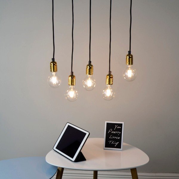 Petodijelna viseća lampa s detaljima u boji zlata Bulb Uno Attack-image-1