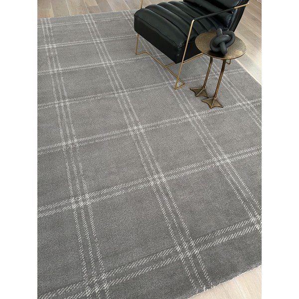 Antracitno sivi vuneni tepih 133x190 cm Calisia M Grid Prime – Agnella-image-1