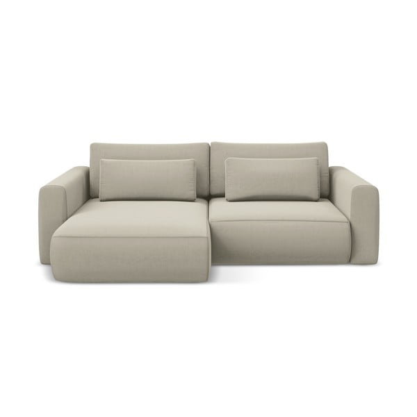 Bež baršunasti sklopiva/s prostorom za odlaganje kutna garnitura (s lijevim kutom/s ležaljkom) Kapua – Makamii