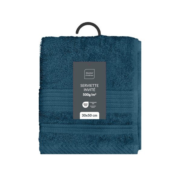 Tamno plavi pamučan ručnik od frotira 30x50 cm Tendresse – douceur d'intérieur-image-4