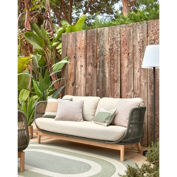 Zelena jastučnica od reciklirane plastike Kave Home Leeith, 30 x 50 cm-image-3