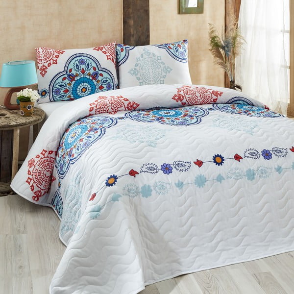 Prošiveni lagani prekrivač s jastučnicama Jerry Blue, 200 x 220 cm