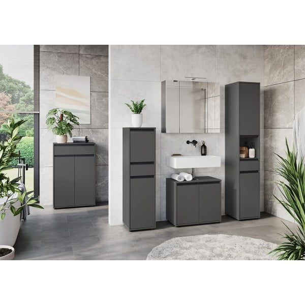 Antracitno sivi visok kupaonski ormarić 63x98 cm Lemont – Germania-image-1