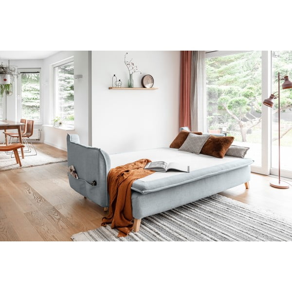 Svijetlo siva sklopiva sofa 225 cm Charming Charlie – Miuform-image-4