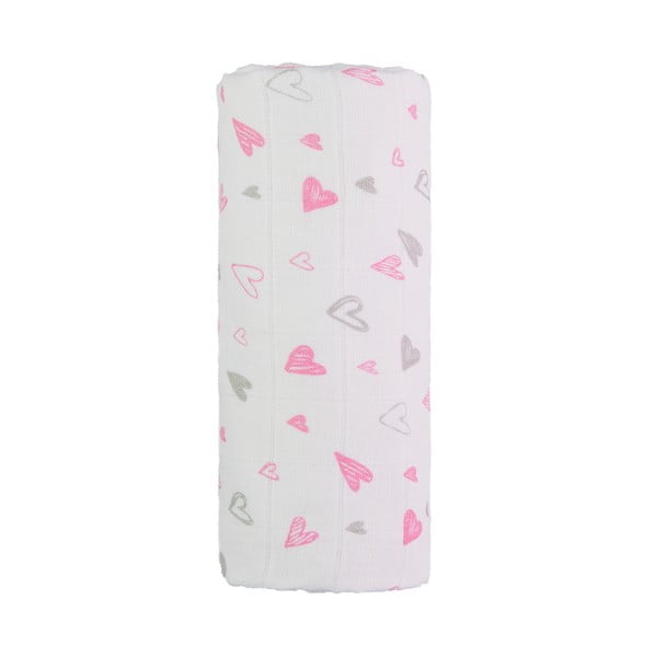 Pamučni ručnik za kupanje T-TOMI Tetra Pink Hearts, 120 x 120 cm