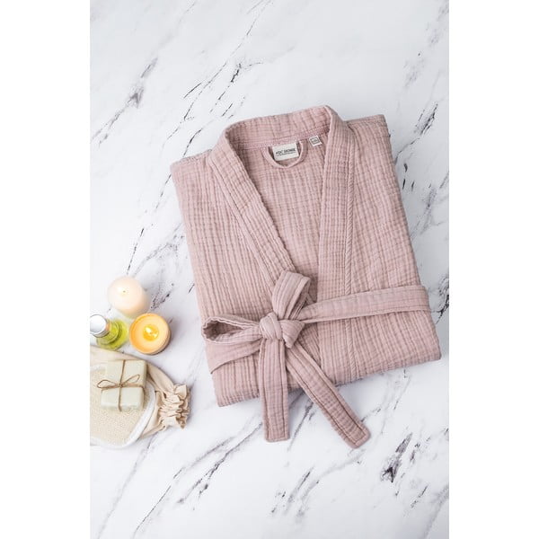 Ružičasti kućni ogrtač od muslina S/M Kimono – Foutastic-image-3