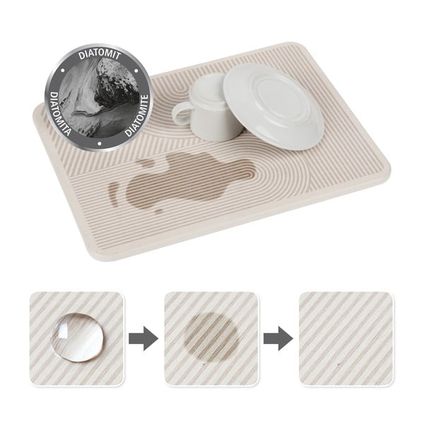 Bež podloga za ocjeđivanje posuđa od dijatomita 40x30 cm Damon – Wenko-image-3
