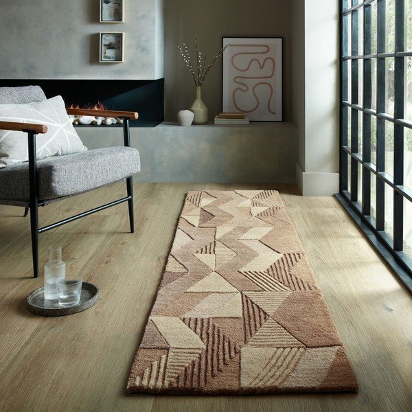 Smeđa ručno rađena vunena staza 60x230 cm Moda Asher – Flair Rugs-image-1