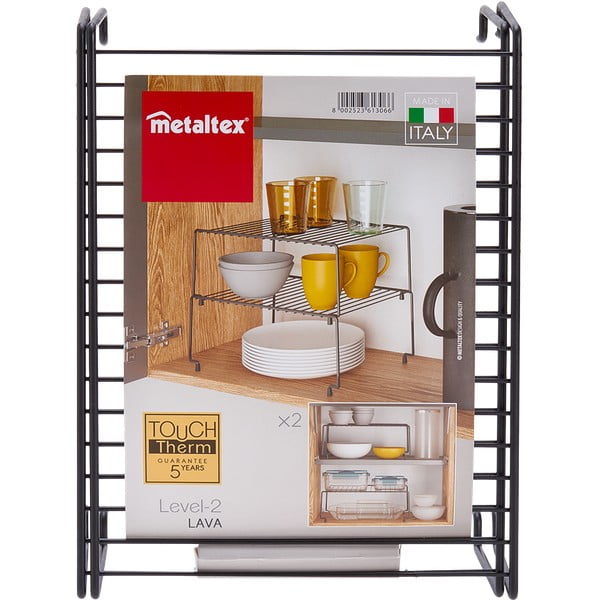 Set od 2 crne dodatne police za kuhinju Metaltex Brooklyn Lava-image-4