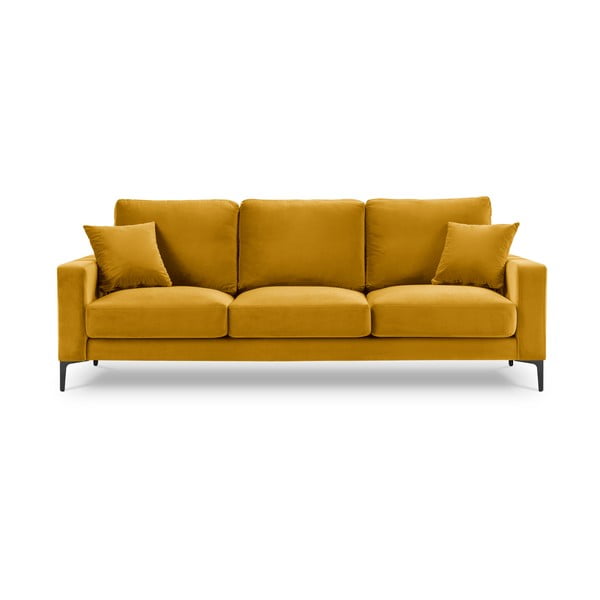 Žuti baršunasti kauč Kooko Home Harmony, 220 cm