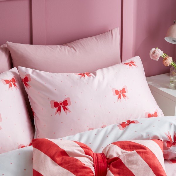 Ružičasta posteljina za krevet za jednu osobu 135x200 cm Dotty Bows – Sassy B-image-3