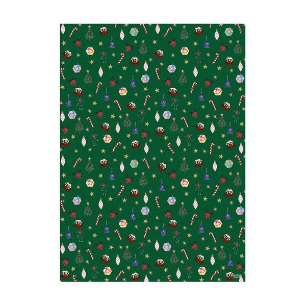 5 listova zelenog papira za zamatanje Eleanor stuart Christmas Fun, 50 x 70 cm-image-1