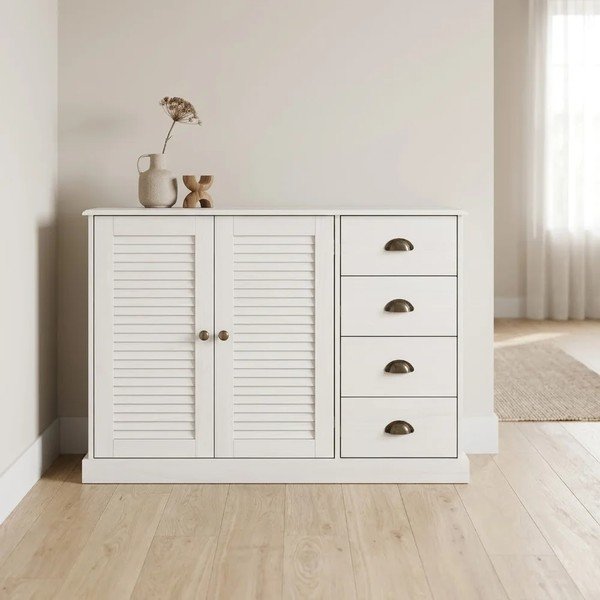 Bijela komoda od masivnog bora 125x80x38 cm Edith – Støraa-image-3