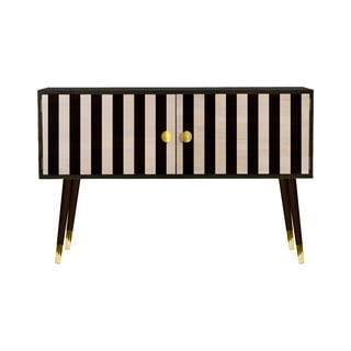 Komoda od masivne borovine Velvet Atelier Au Cafe Golden Black Strips