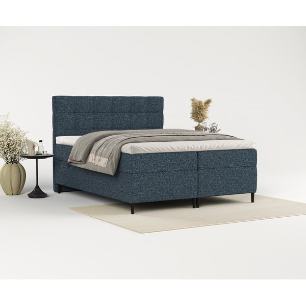 Tamno plavi boxspring krevet s prostorom za pohranu 160x200 cm Urbaneo – Maison de Rêve-image-4