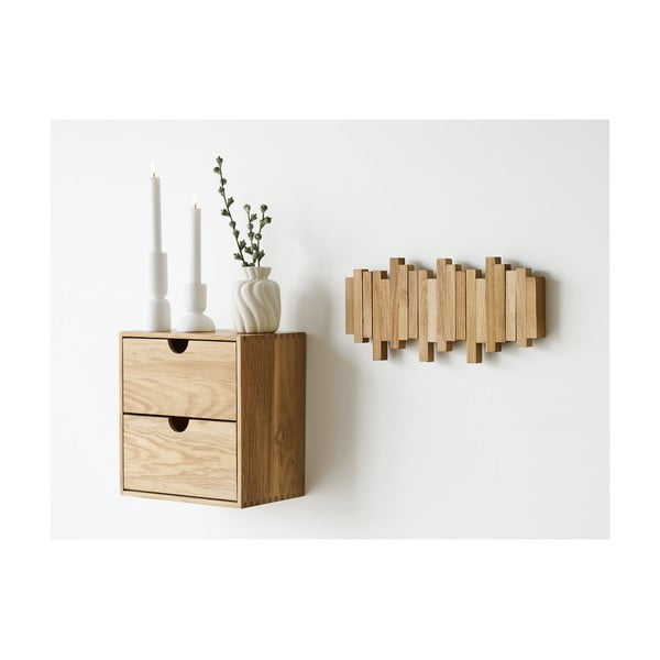 Zidna vješalica od punog hrasta u prirodnoj boji 3 cm Caltra – House Nordic-image-2