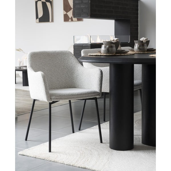 Bijela podstavljena blagovaonska stolica s naslonima za ruke Melilla – House Nordic-image-1