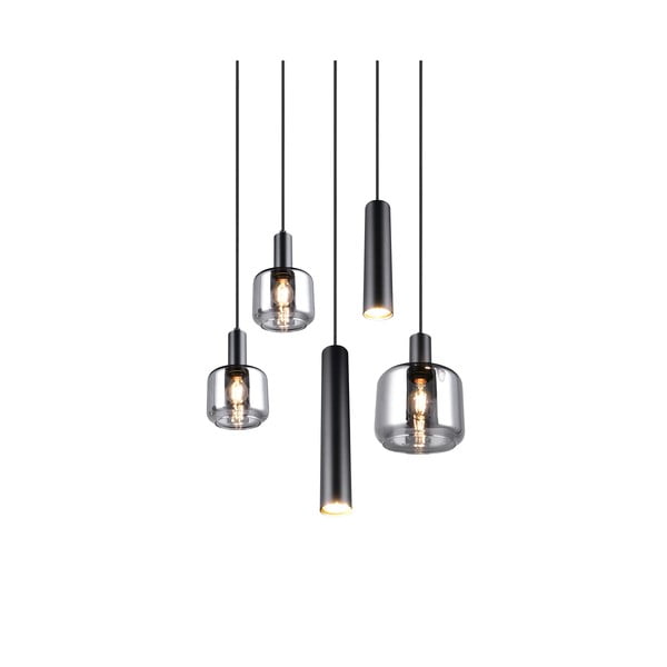 Crna viseća svjetiljka s metalnim sjenilom/sa staklenim sjenilom ø 40 cm Mataro – Trio-image-3