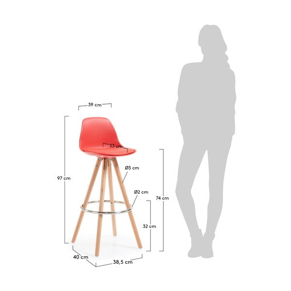 Set od 2 crvene La Forma Stag barske stolice-image-3